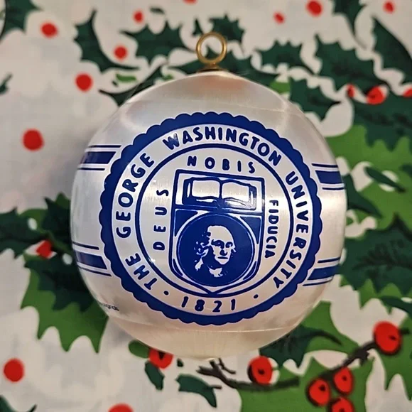 'The George Washington University 1821' Christmas tree ornament blue white Alumn - Picture 1 of 6